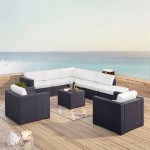 Biscayne 7Pc Outdoor Wicker Sectional Set White, KO70108BR-WH