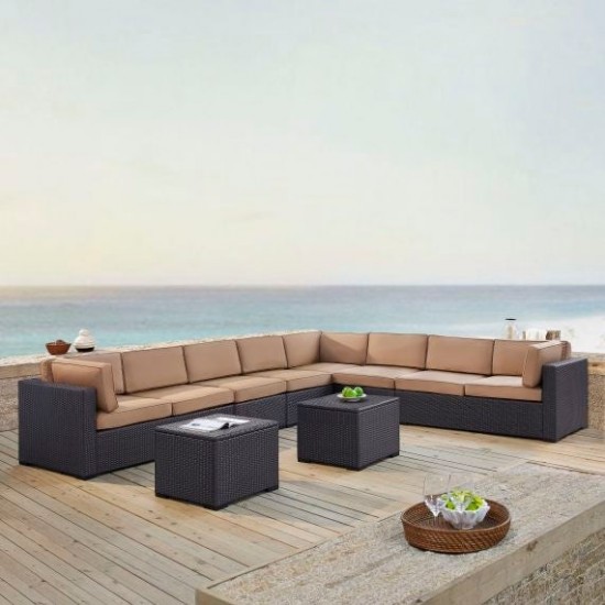 Biscayne 7Pc Outdoor Wicker Sectional Set Mocha, KO70109BR-MO