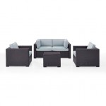 Biscayne 5Pc Outdoor Wicker Conversation Set Mist