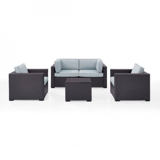 Biscayne 5Pc Outdoor Wicker Conversation Set Mist