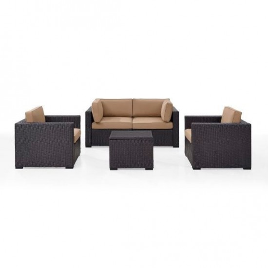 Biscayne 5Pc Outdoor Wicker Conversation Set Mocha