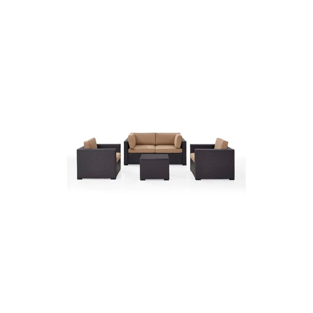 Biscayne 5Pc Outdoor Wicker Conversation Set Mocha