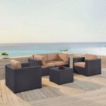 Biscayne 5Pc Outdoor Wicker Conversation Set Mocha