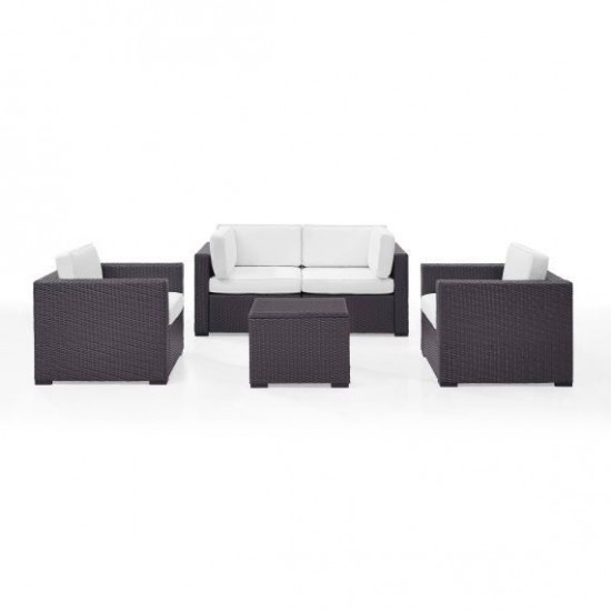 Biscayne 5Pc Outdoor Wicker Conversation Set White