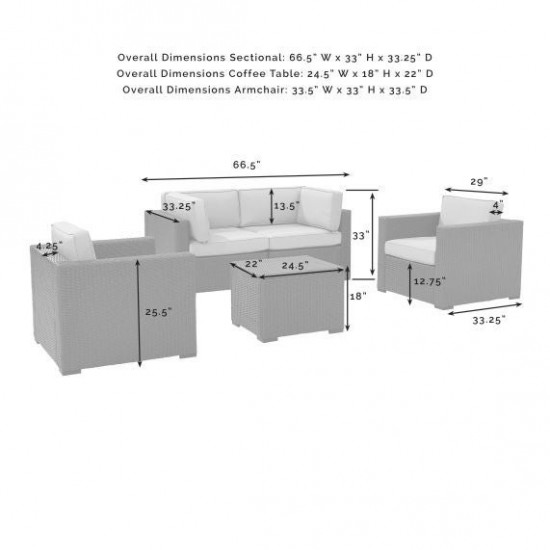 Biscayne 5Pc Outdoor Wicker Conversation Set White
