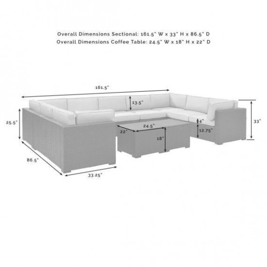 Biscayne 7Pc Outdoor Wicker Sectional Set Mist, KO70112BR-MI