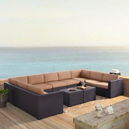 Biscayne 7Pc Outdoor Wicker Sectional Set Mocha, KO70112BR-MO