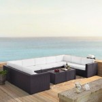 Biscayne 7Pc Outdoor Wicker Sectional Set White, KO70112BR-WH