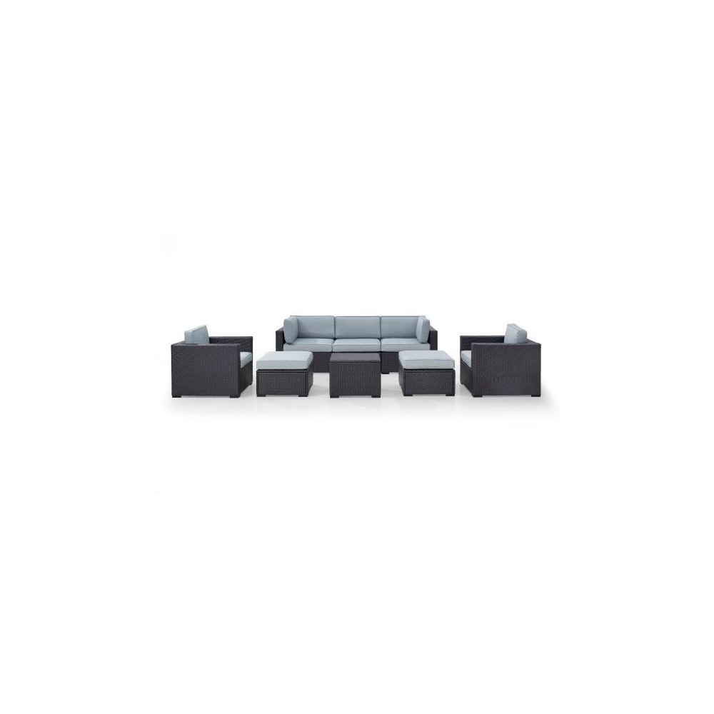 Biscayne 7Pc Outdoor Wicker Sectional Set Mist, KO70113BR-MI