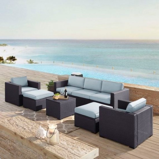 Biscayne 7Pc Outdoor Wicker Sectional Set Mist, KO70113BR-MI