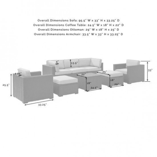 Biscayne 7Pc Outdoor Wicker Sectional Set Mist, KO70113BR-MI