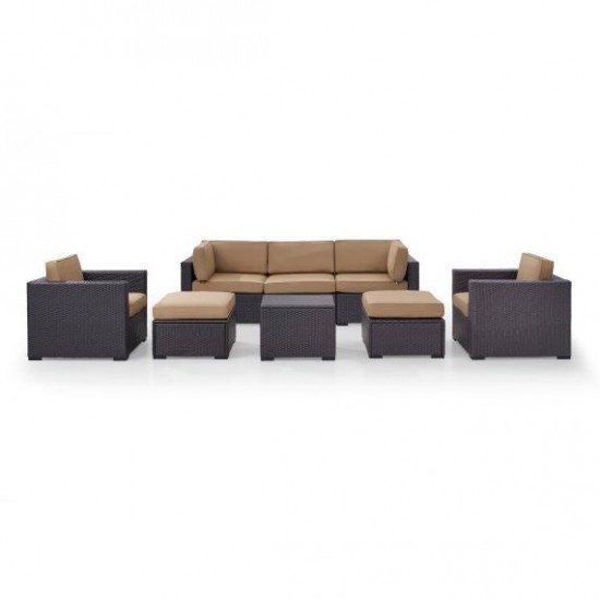 Biscayne 7Pc Outdoor Wicker Sectional Set Mocha, KO70113BR-MO