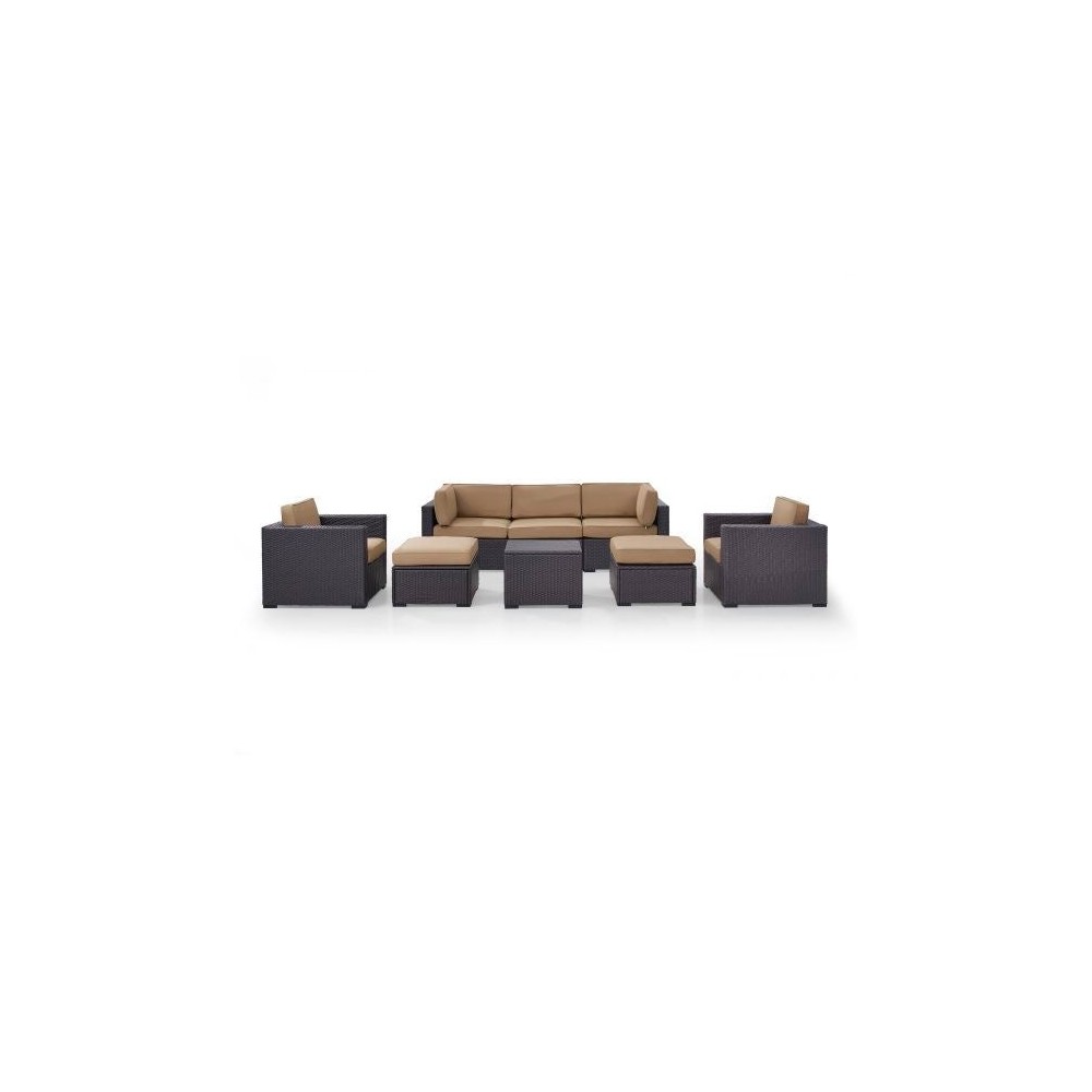Biscayne 7Pc Outdoor Wicker Sectional Set Mocha, KO70113BR-MO