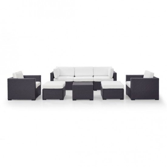 Biscayne 7Pc Outdoor Wicker Sectional Set White, KO70113BR-WH