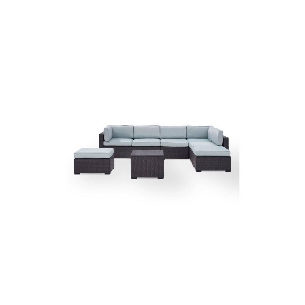 Biscayne 6Pc Outdoor Wicker Sectional Set Mist, KO70114BR-MI