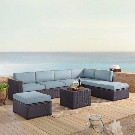 Biscayne 6Pc Outdoor Wicker Sectional Set Mist, KO70114BR-MI