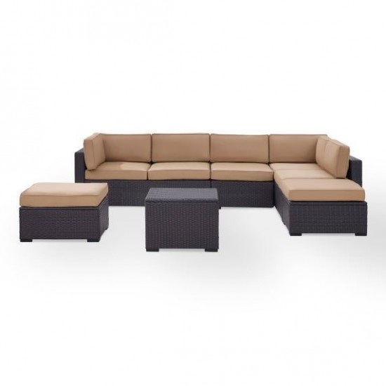 Biscayne 6Pc Outdoor Wicker Sectional Set Mocha, KO70114BR-MO