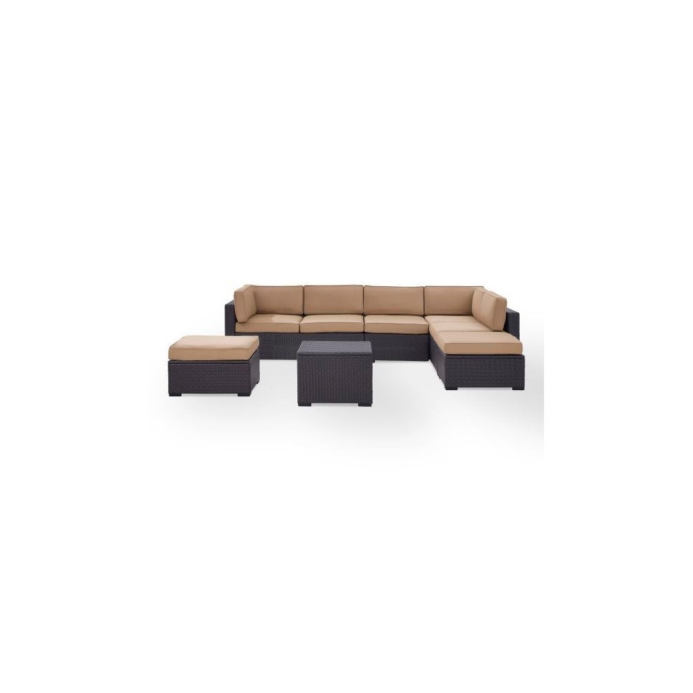 Biscayne 6Pc Outdoor Wicker Sectional Set Mocha, KO70114BR-MO