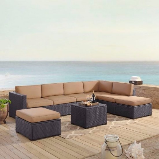 Biscayne 6Pc Outdoor Wicker Sectional Set Mocha, KO70114BR-MO