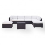 Biscayne 6Pc Outdoor Wicker Sectional Set White, KO70114BR-WH