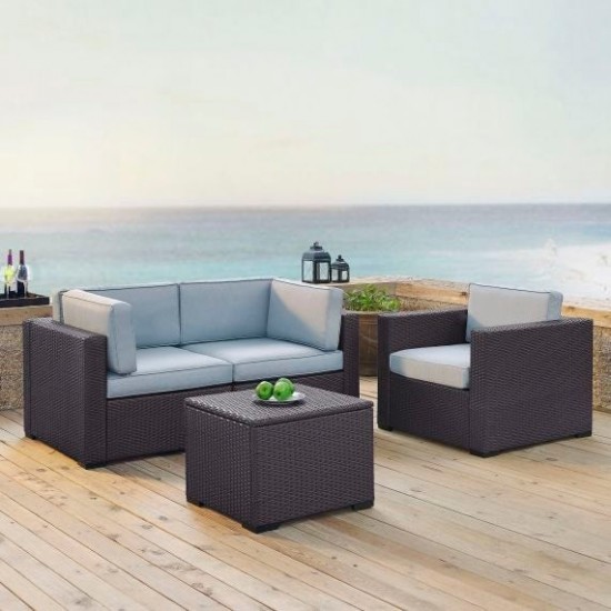 Biscayne 4Pc Outdoor Wicker Conversation Set Mist