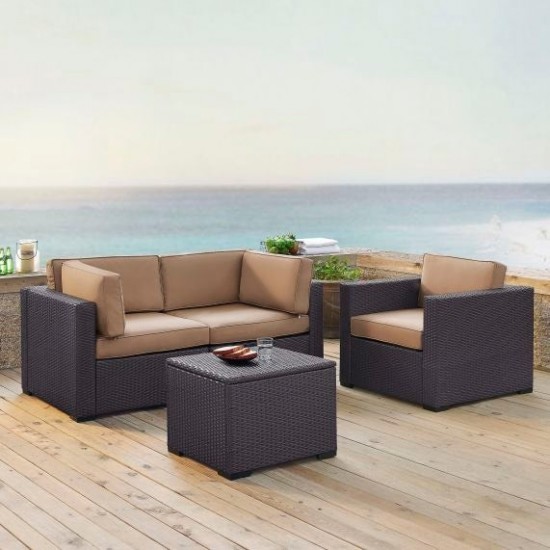 Biscayne 4Pc Outdoor Wicker Conversation Set Mocha