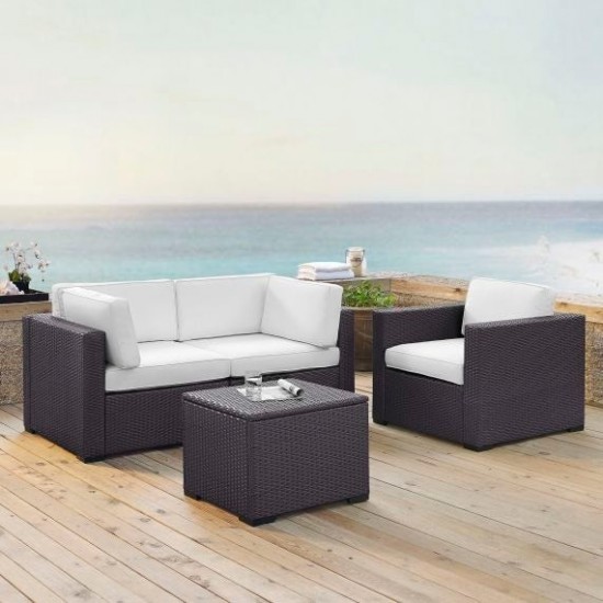 Biscayne 4Pc Outdoor Wicker Conversation Set White