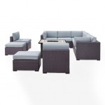 Biscayne 8Pc Outdoor Wicker Sectional Set W/Fire Table Mist