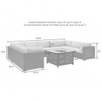 Biscayne 6Pc Outdoor Wicker Sectional Set W/Fire Table White