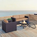 Biscayne 4Pc Outdoor Wicker Conversation Set W/Fire Pit Mocha