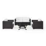 Biscayne 5Pc Outdoor Wicker Conversation Set W/Fire Pit White, KO70121BR-WH