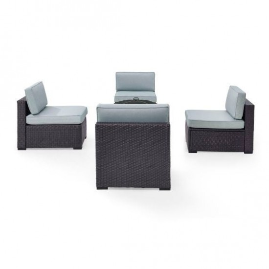 Biscayne 5Pc Outdoor Wicker Conversation Set W/Fire Pit Mist, KO70122BR-MI