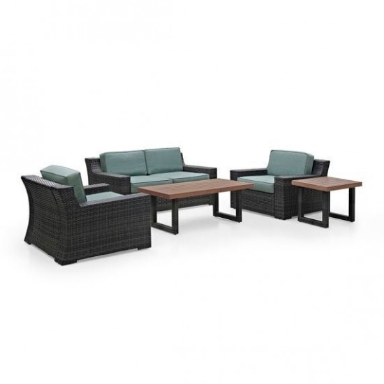 Beaufort 5Pc Outdoor Wicker Conversation Set Mist