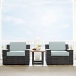 Beaufort 3Pc Outdoor Wicker Chair Set Mist/Brown - Side Table & 2 Chairs