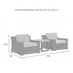 Beaufort 3Pc Outdoor Wicker Chair Set Mist/Brown - Side Table & 2 Chairs