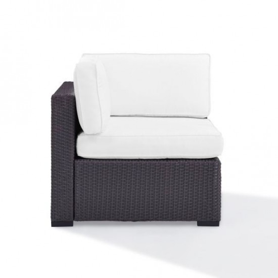 Biscayne Outdoor Wicker Corner Chair White/Brown