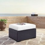 Biscayne Outdoor Wicker Ottoman White/Brown