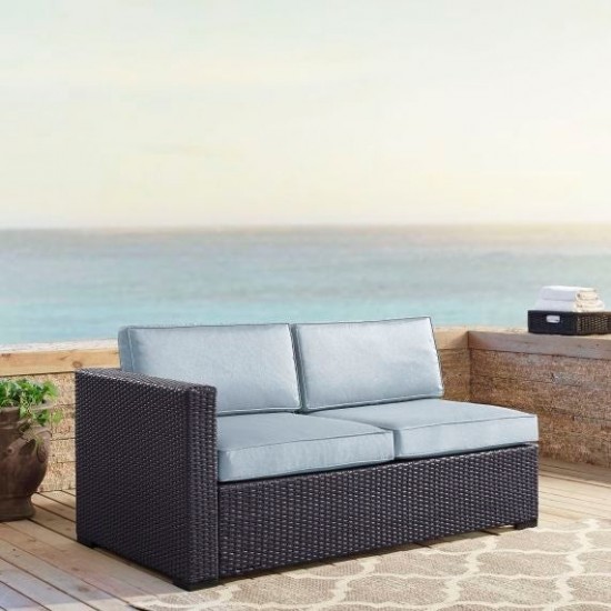 Biscayne Outdoor Wicker Sectional Loveseat Mist/Brown