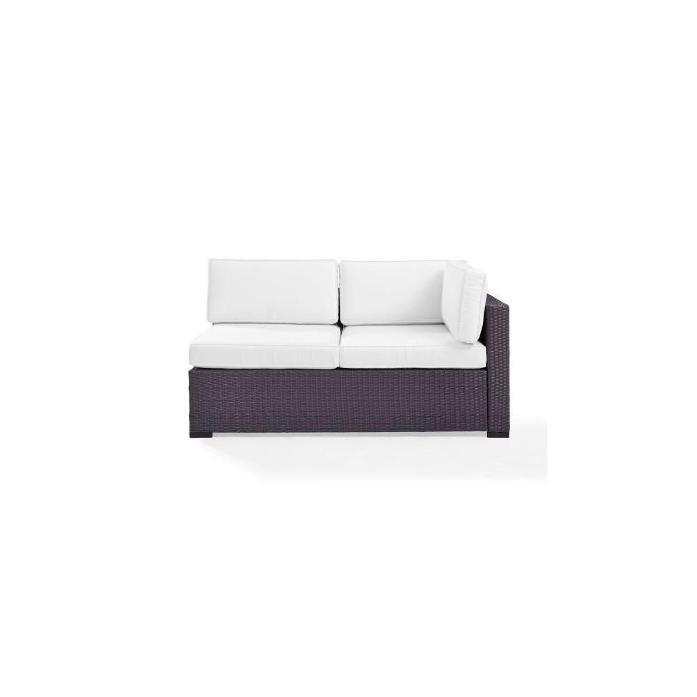 Biscayne Outdoor Wicker Sectional Loveseat White/Brown