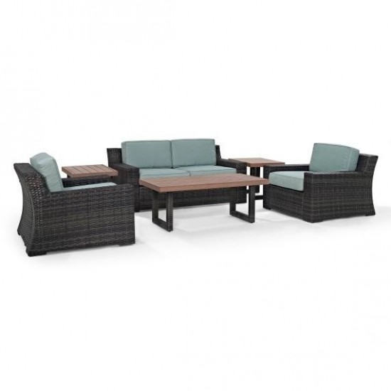 Beaufort 6Pc Outdoor Wicker Conversation Set Mist