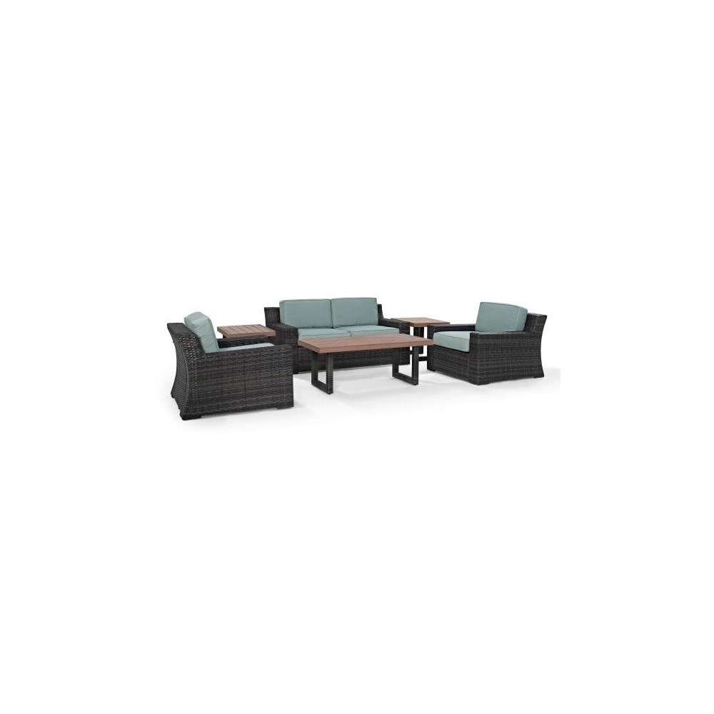 Beaufort 6Pc Outdoor Wicker Conversation Set Mist