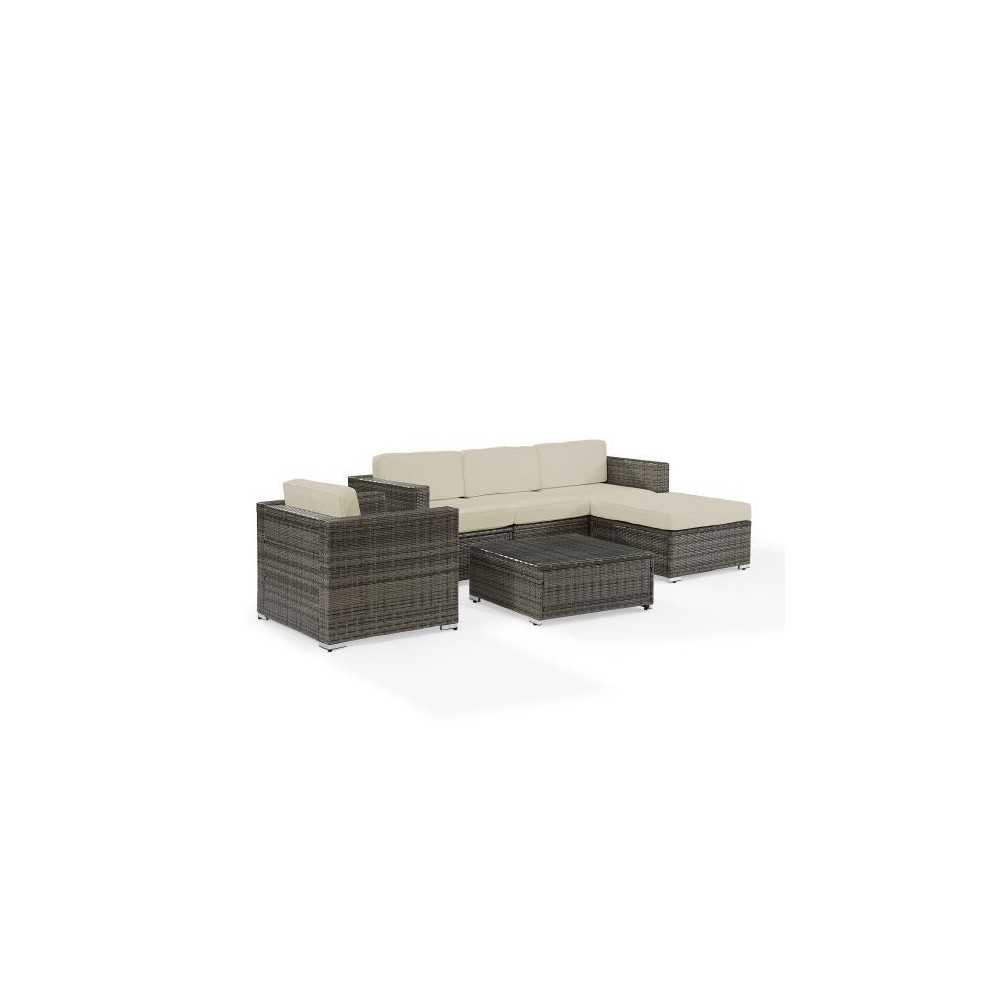 Sea Island 6Pc Outdoor Wicker Sectional Set Creme Sea Island 6Pc Outdoor Wicker Sectional Set Creme