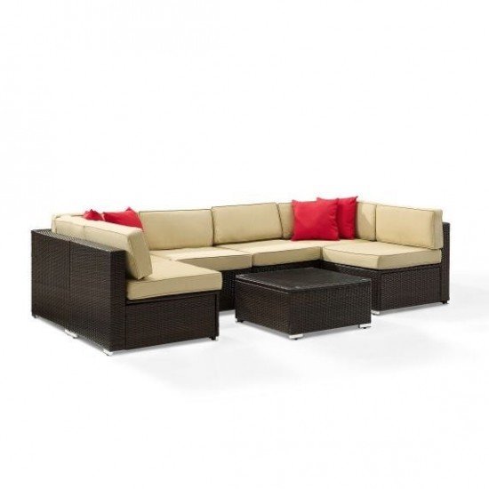 Sea Island 7Pc Outdoor Wicker Sectional Set Sand