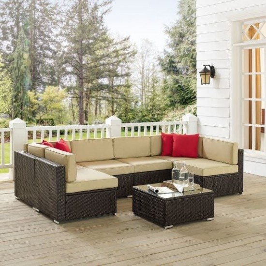 Sea Island 7Pc Outdoor Wicker Sectional Set Sand