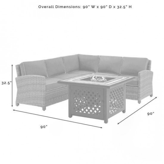 Bradenton 4Pc Outdoor Wicker Sectional Set W/Fire Table Sand