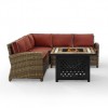 Bradenton 4Pc Outdoor Wicker Sectional Set W/Fire Table Sangria