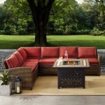 Bradenton 5Pc Outdoor Wicker Sectional Set W/Fire Table Sangria, KO70158-SG