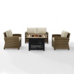 Bradenton 4Pc Outdoor Wicker Conversation Set W/Fire Table Sand