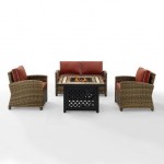 Bradenton 4Pc Outdoor Wicker Conversation Set W/Fire Table Sangria