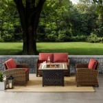 Bradenton 4Pc Outdoor Wicker Conversation Set W/Fire Table Sangria